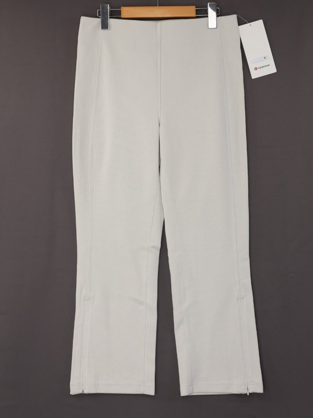 Lululemon Pants Softstreme High Rise Cropped Zip Leg Ribbed Bone White Sz NWT